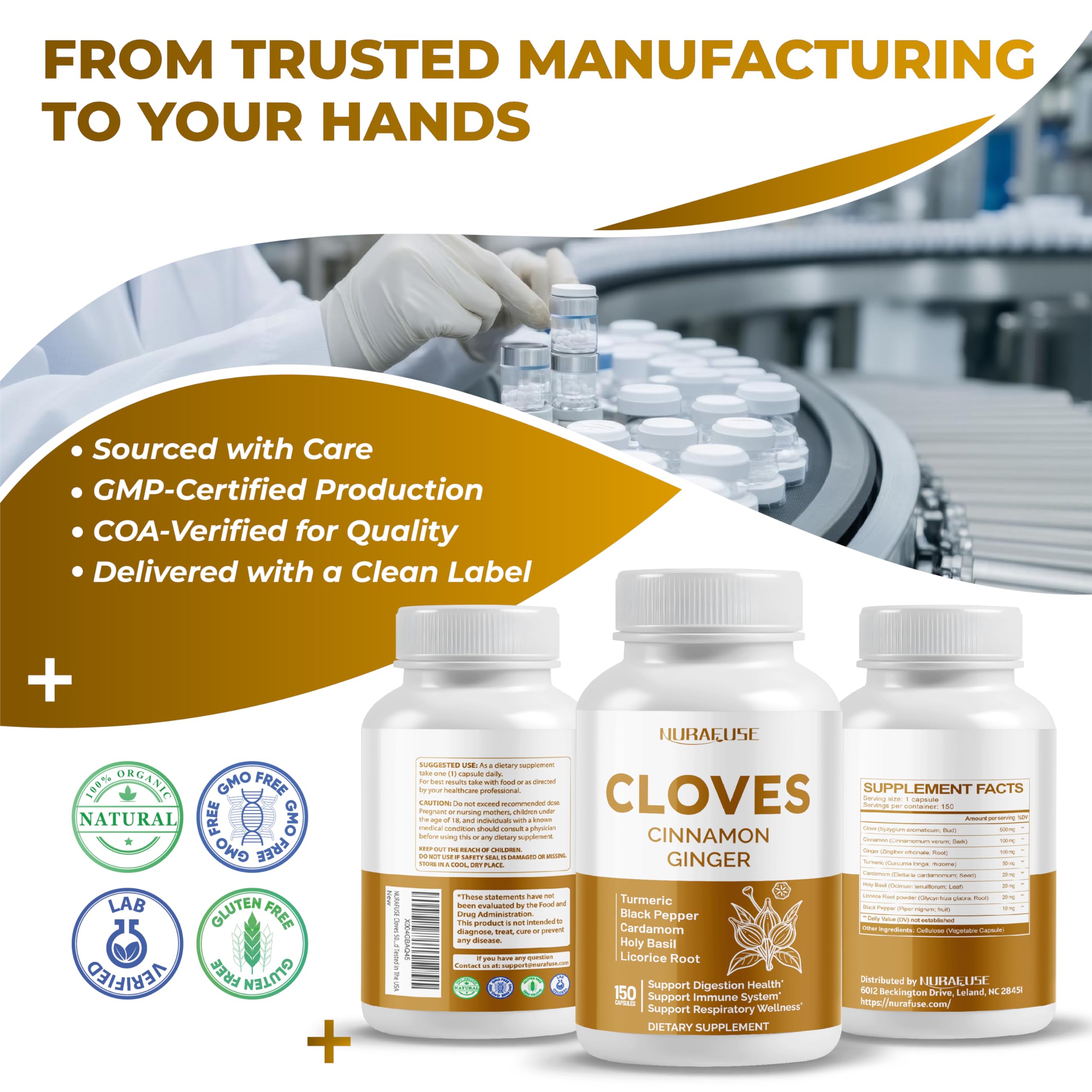 NURAFUSE Cloves Cinnamon Ginger supports respiratory health