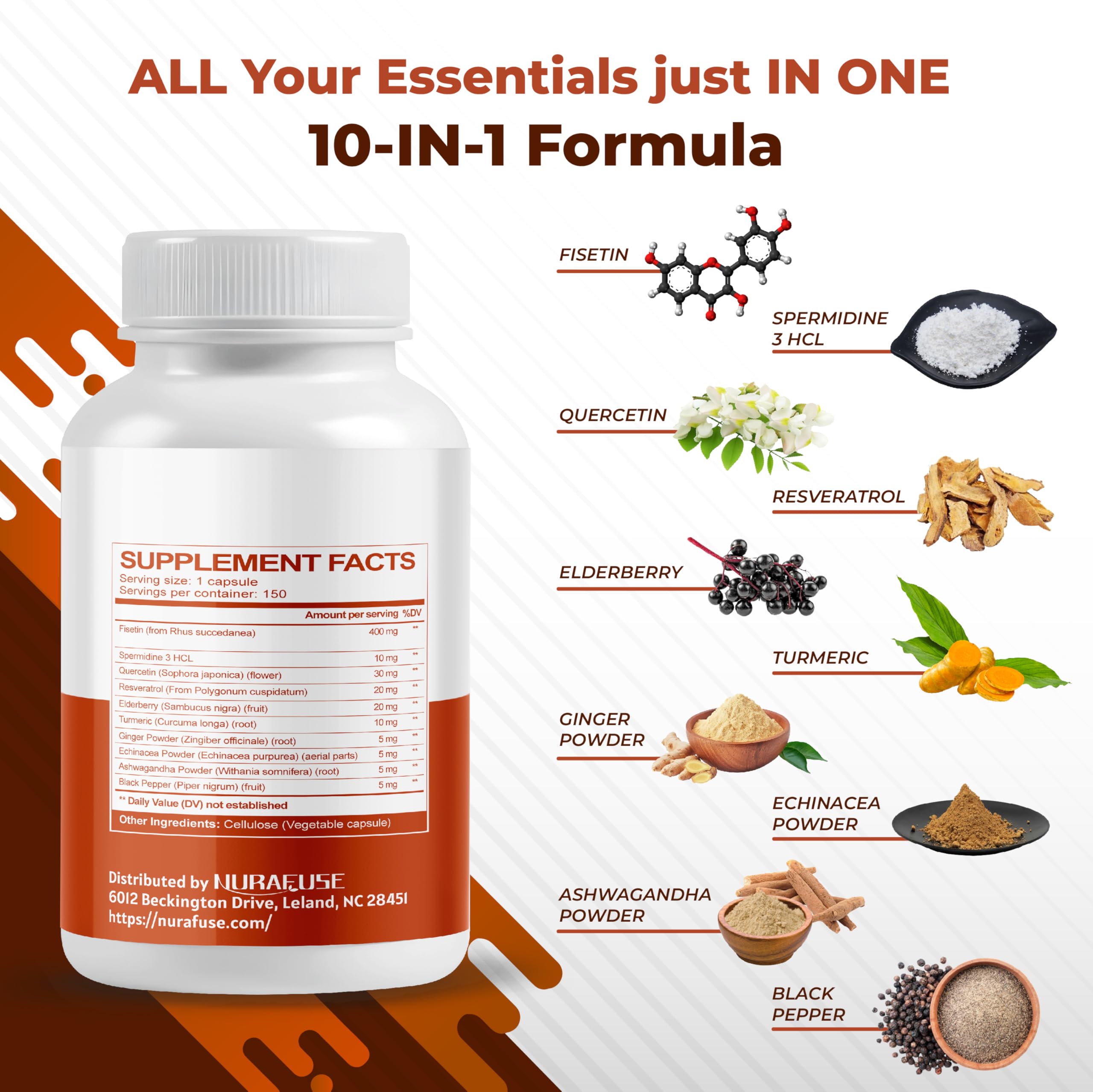List of 10 potent herbs per serving in Nurafuse Fisetin