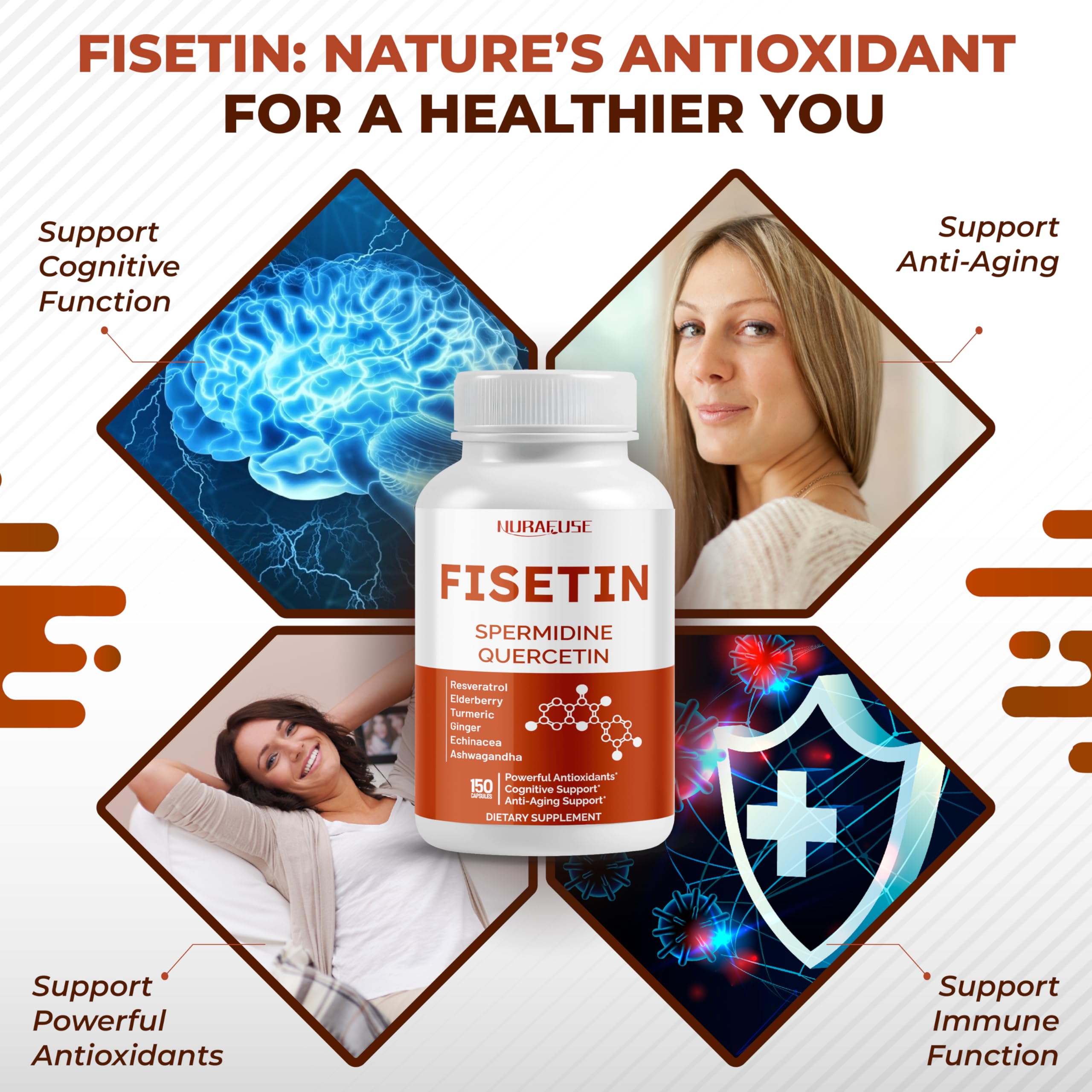 Nurafuse Fisetin 10-in-1 bottle label