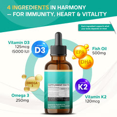 Close-up of product label showing 5000 IU D3 and 120 mcg K2