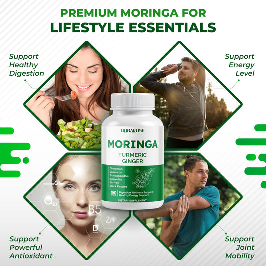 Close-up of Nurafuse Moringa 12-in-1 capsules