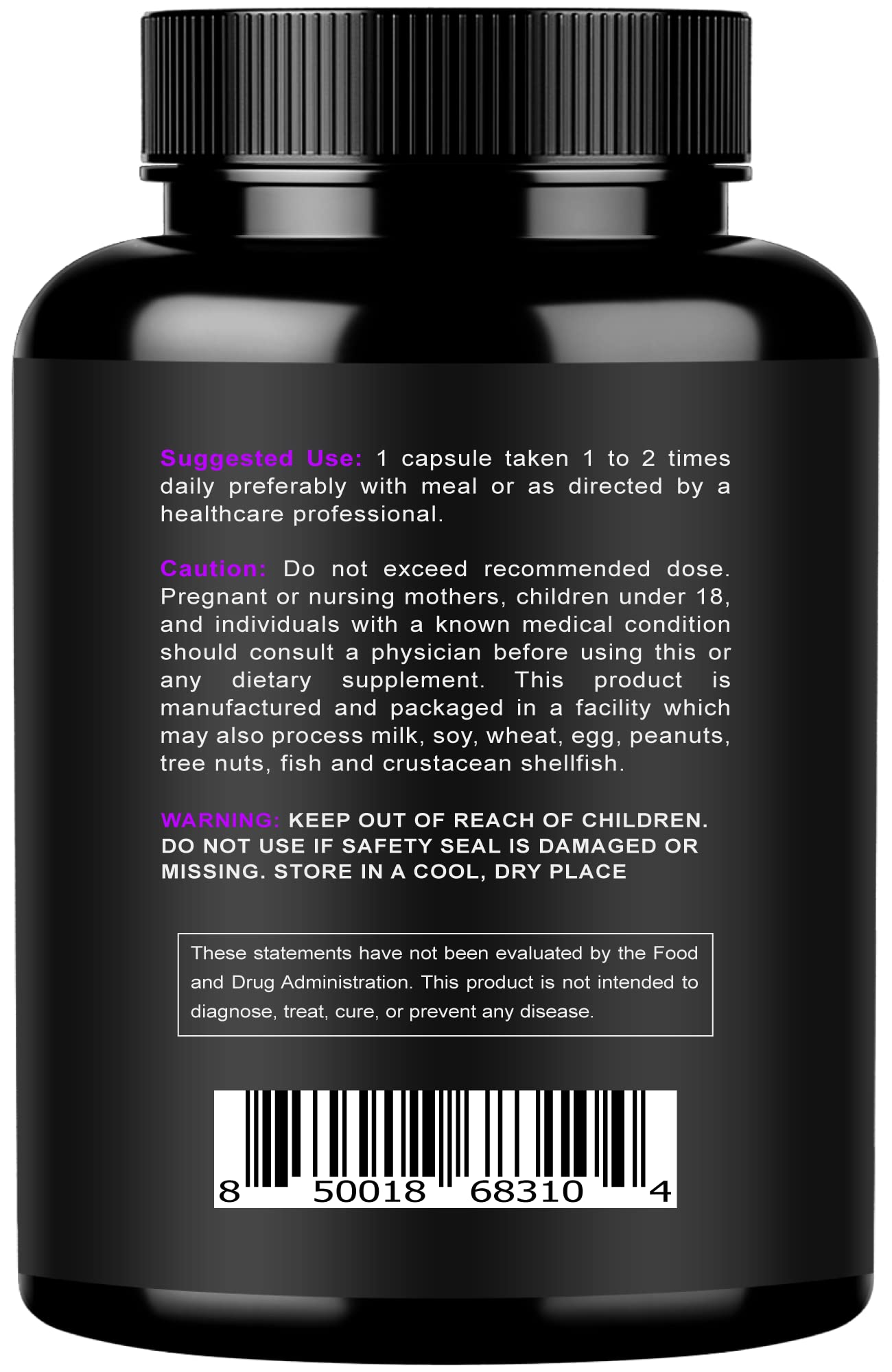 Nurturly magnesium citrate-oxide 500mg label with nutrition details for informed choices.