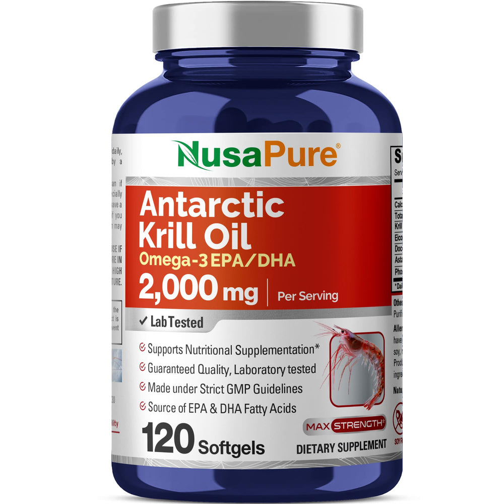 NusaPure Antarctic Krill Oil 2000 mg bottle with label
