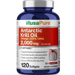 NusaPure Antarctic Krill Oil 2000 mg bottle with label