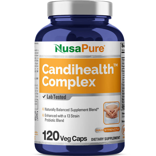 NusaPure CandiHealth Complex bottle with 120 veggie capsules