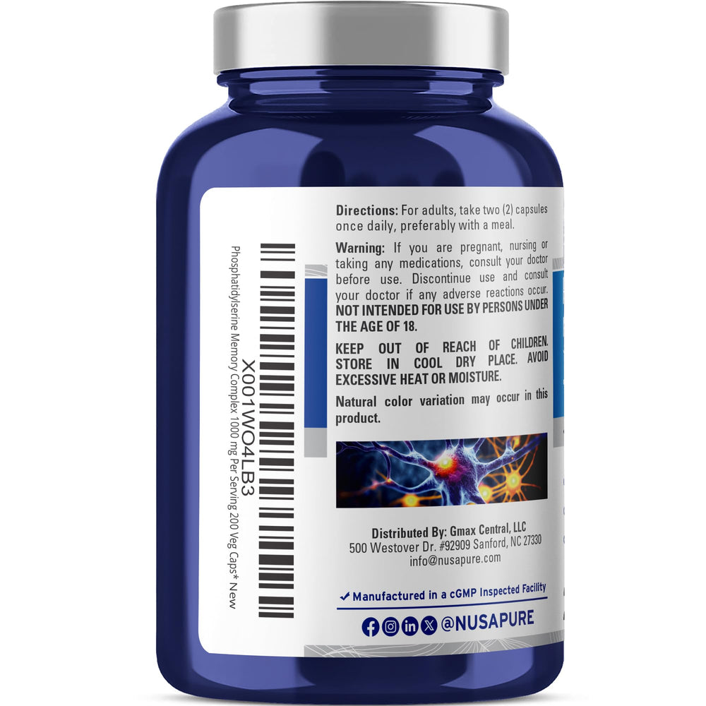 Ingredients list including phosphatidylserine, L-Serine, Ginkgo Biloba