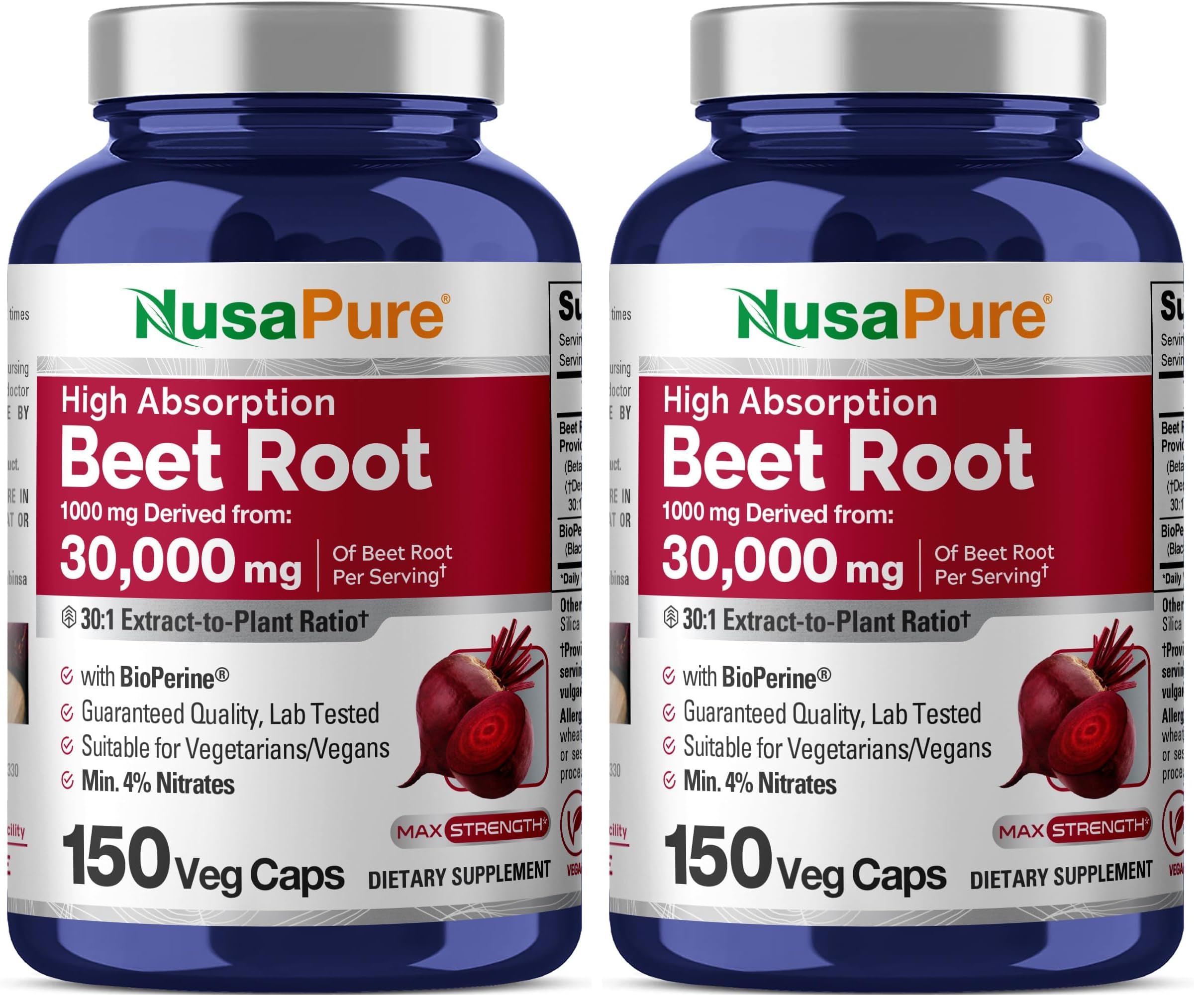 Front view of NusaPure Beet Root 30:1 Extract 2-pack