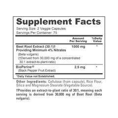 Bottle label with ingredients and nutrition