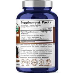Chaga mushroom supplement capsules, 180-count