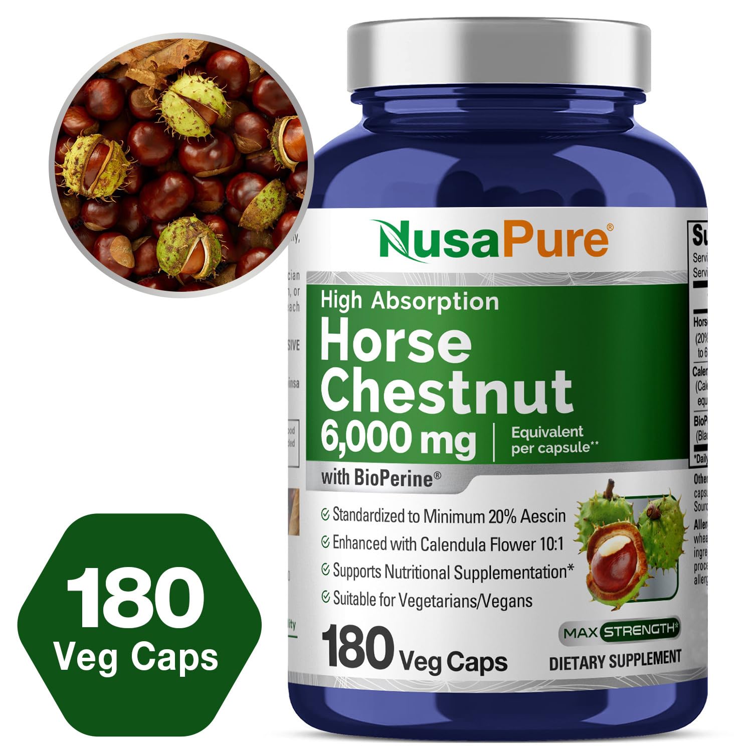 Non-GMO vegan horse chestnut supplement