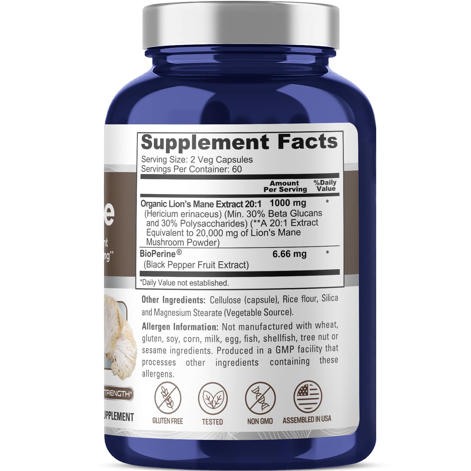 Bioperine included in Lion's Mane formula