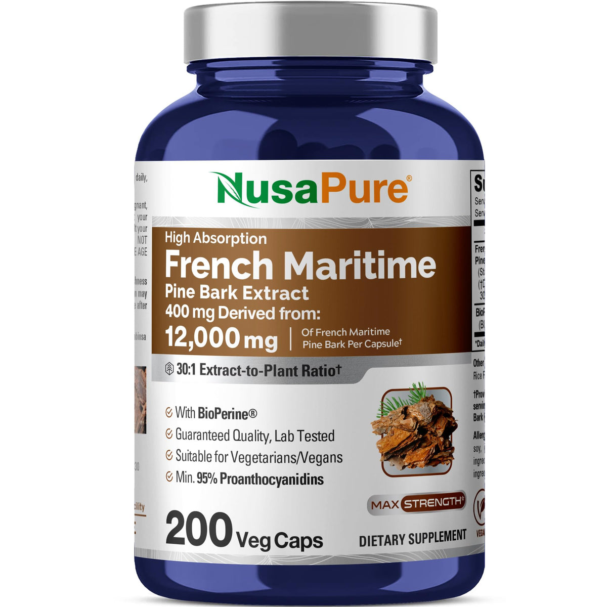 NusaPure Pine Bark 30:1 Extract capsule front view