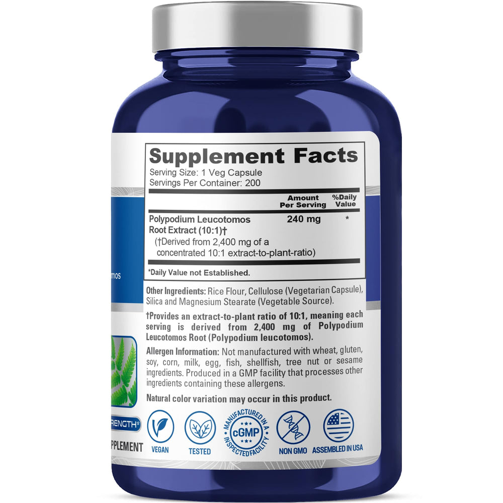 Bottle of 200 vegetarian capsules for long-term supply