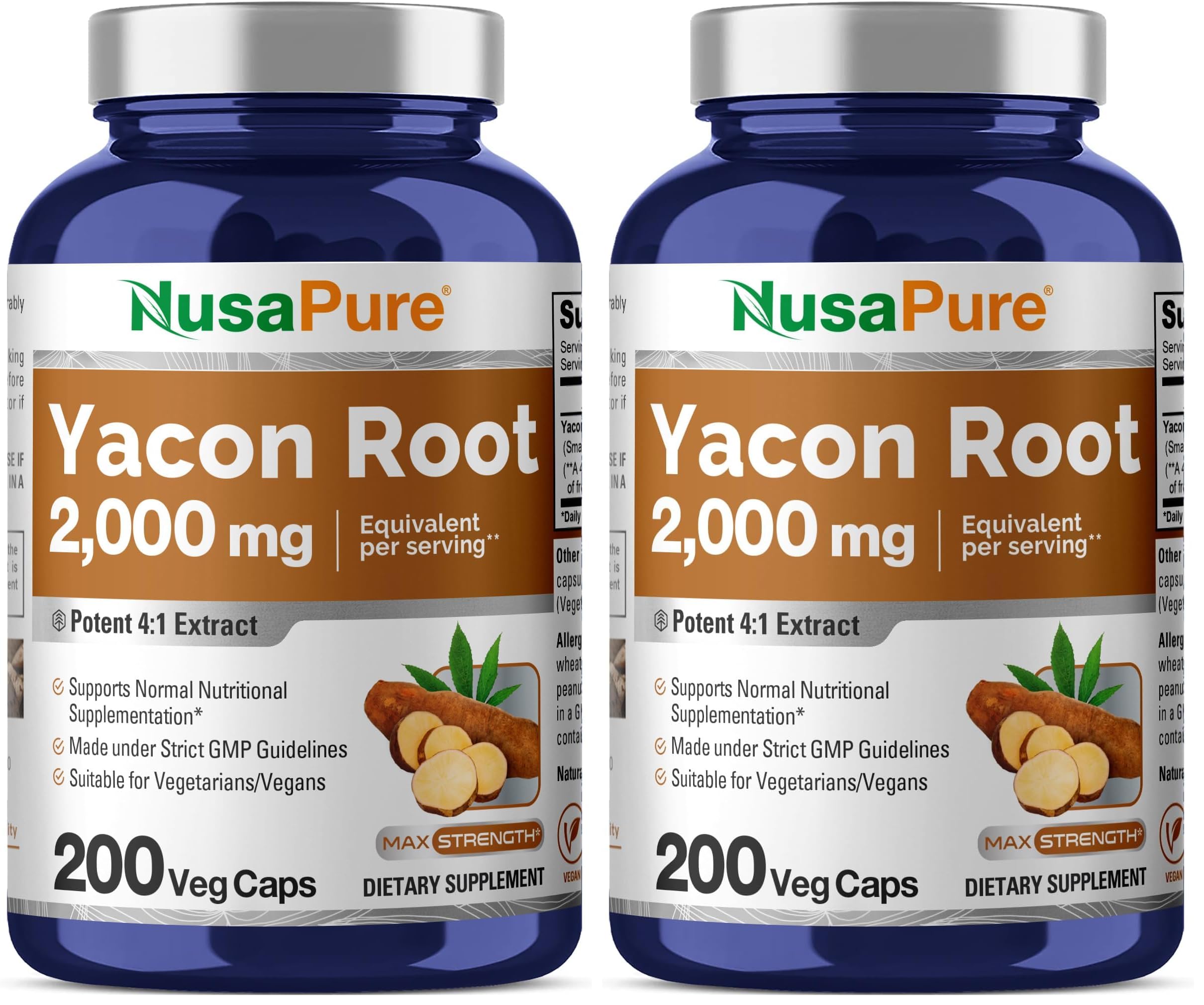 NusaPure Yacon Root Extract 2000mg bottle and label