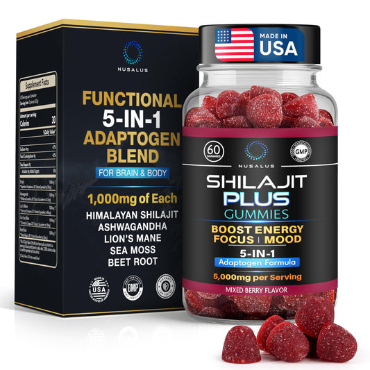 Nusalus Shilajit Plus Gummies bottle - front view