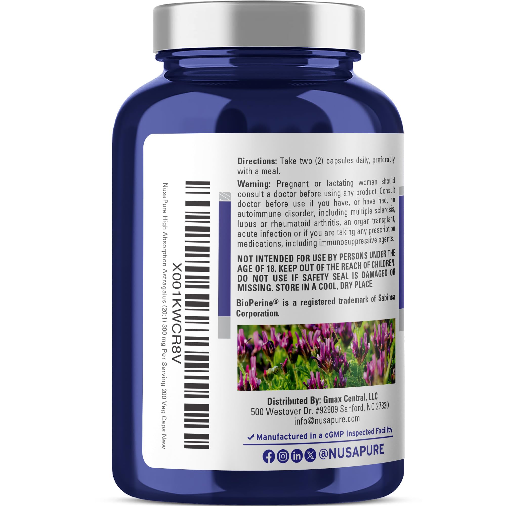 NusaPure Astragalus 20:1 extract capsules
