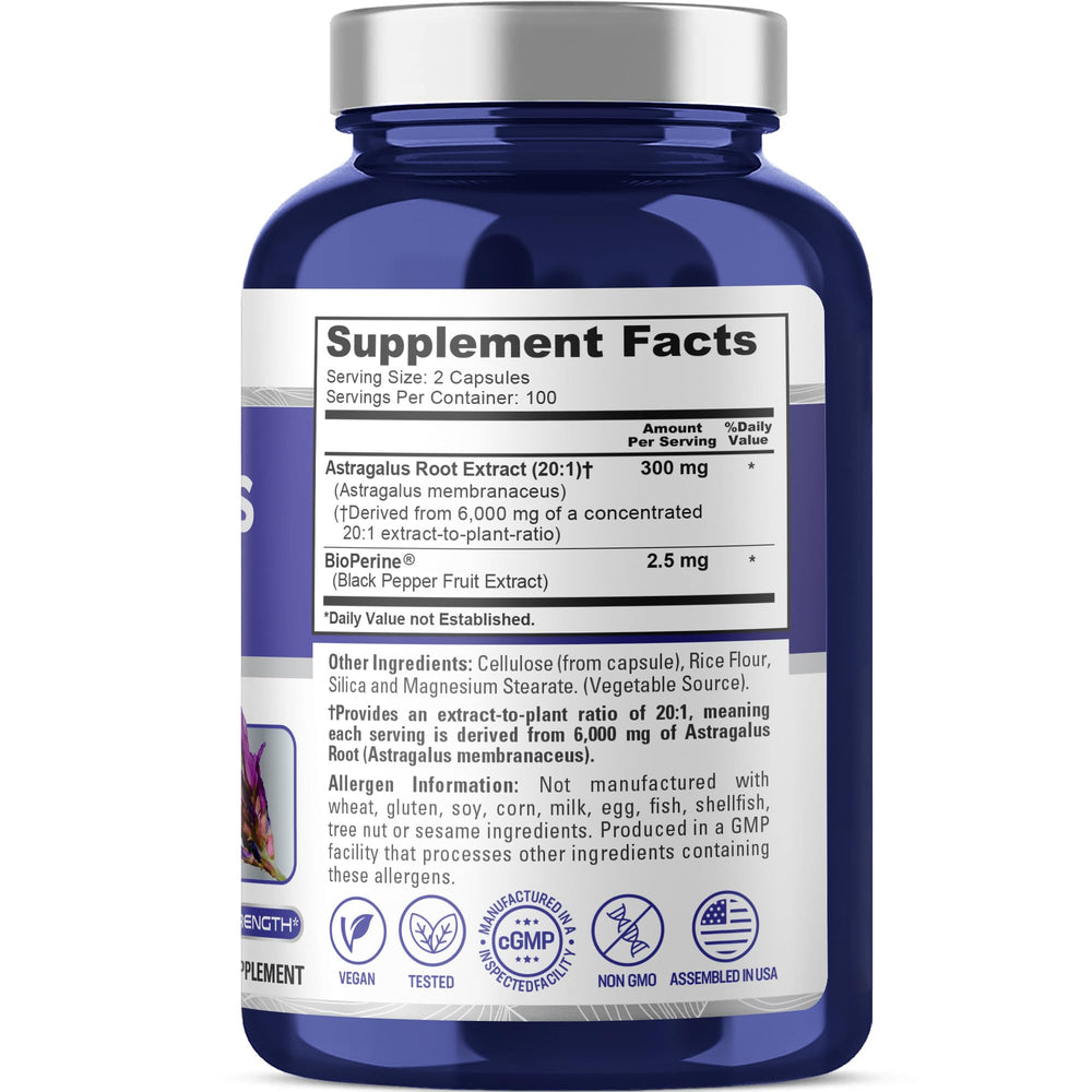 NusaPure Astragalus 20:1 extract back label
