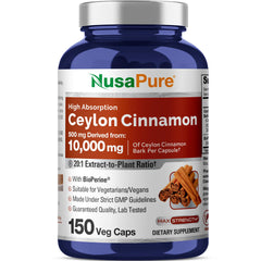 NusaPure Ceylon Cinnamon 20:1 extract capsule bottle and cap