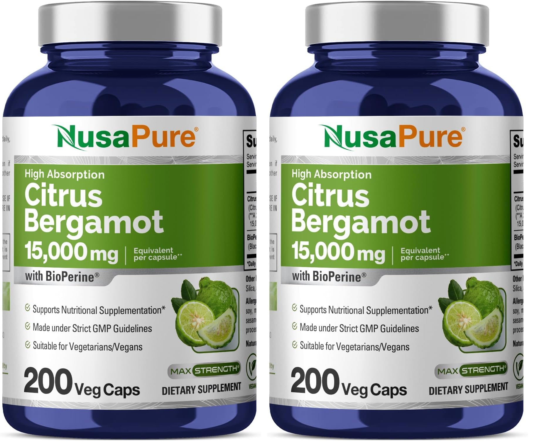 NusaPure Citrus Bergamot Capsules bottle front