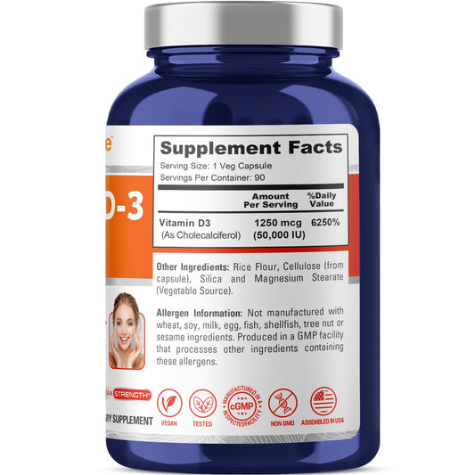 Close-up of Vitamin D3 veggie capsules