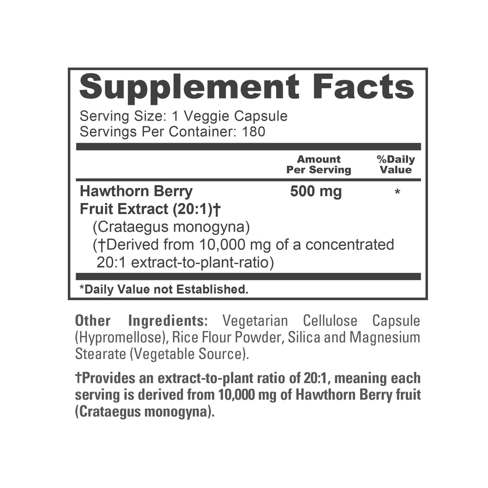 Vegan-friendly Hawthorn Berry capsules suitable for vegetarians and vegans.