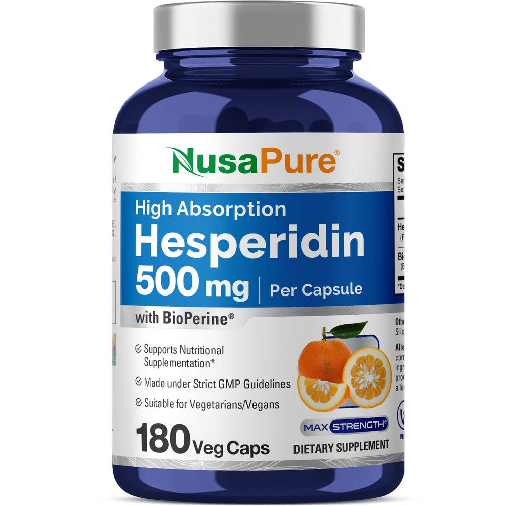 NusaPure Hesperidin 500 mg Veggie Caps bottle – 180 capsules