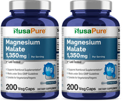 NusaPure Magnesium Malate 1350mg bottle with 200 veggie capsules