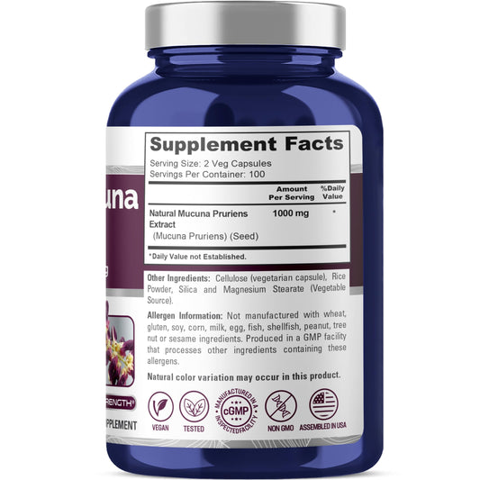 Front view of NusaPure Mucuna Pruriens bottle
