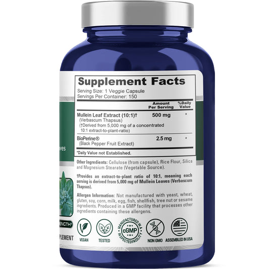 Bottle label showing 10:1 extract and 500 mg per capsule