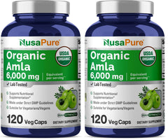 NusaPure Organic Amla Capsules 10:1 extract, 6000mg equivalent per serving