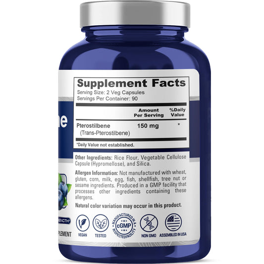 Bottle of NusaPure Pterostilbene 150mg