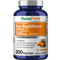 NusaPure Sea Buckthorn Omega-7 30:1 extract per capsule with 7,500 mg equivalent