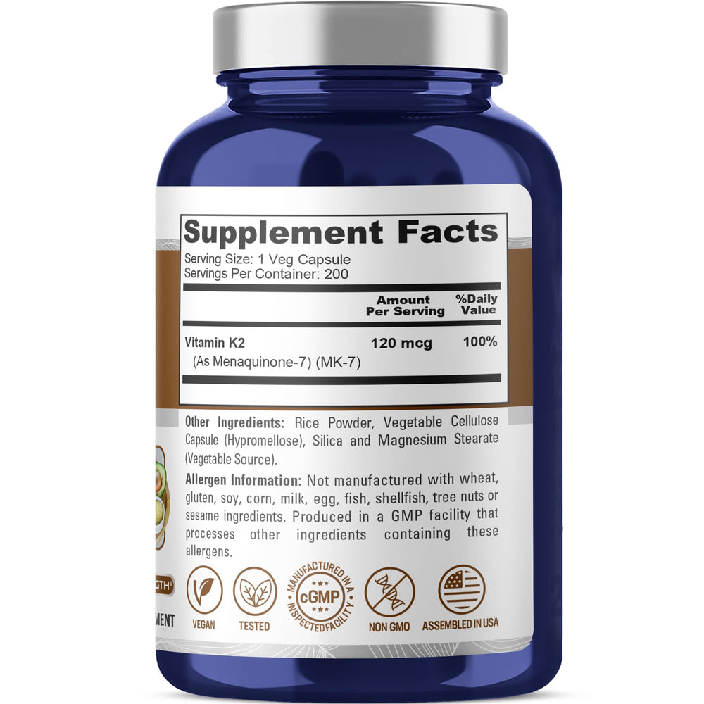 NusaPure Vitamin K2 MK-7 bottle side view with cap