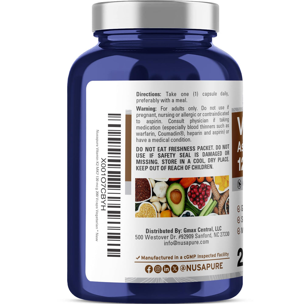 Close-up of label showing 120 mcg per capsule