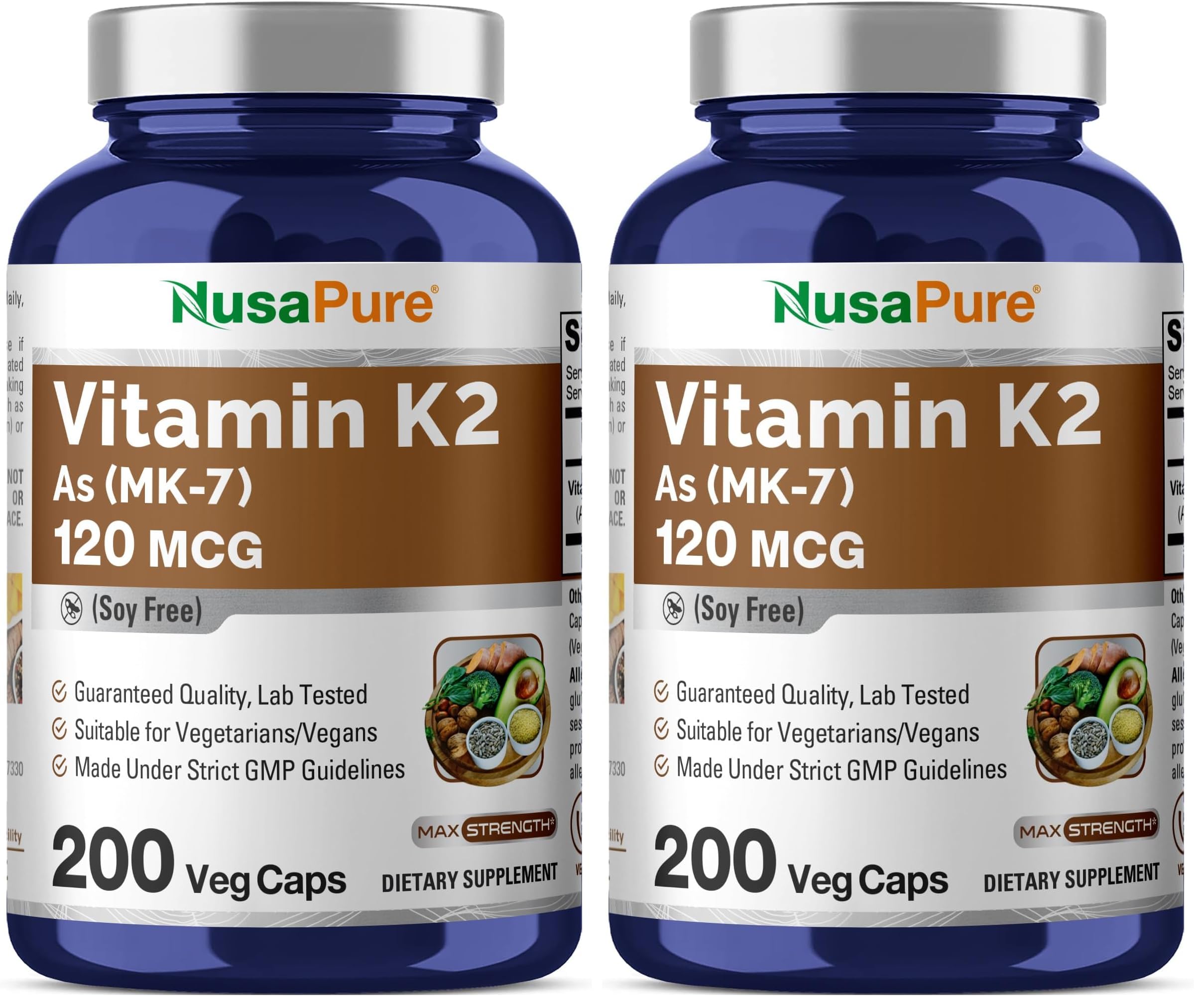 NusaPure Vitamin K2 MK-7 120 mcg per vegetarian capsule label