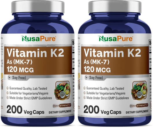 NusaPure Vitamin K2 MK-7 120 mcg per vegetarian capsule label