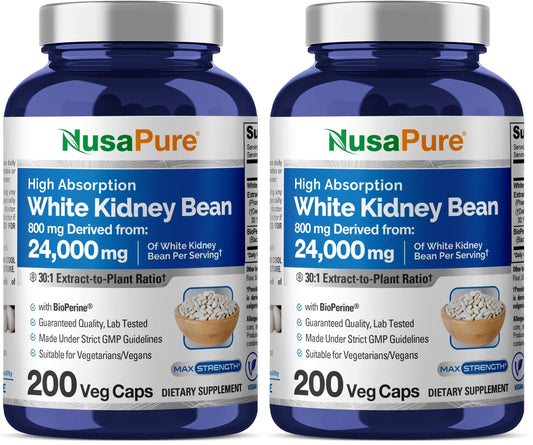 Front view of NusaPure White Kidney Beans 30:1 Extract Pack of 2