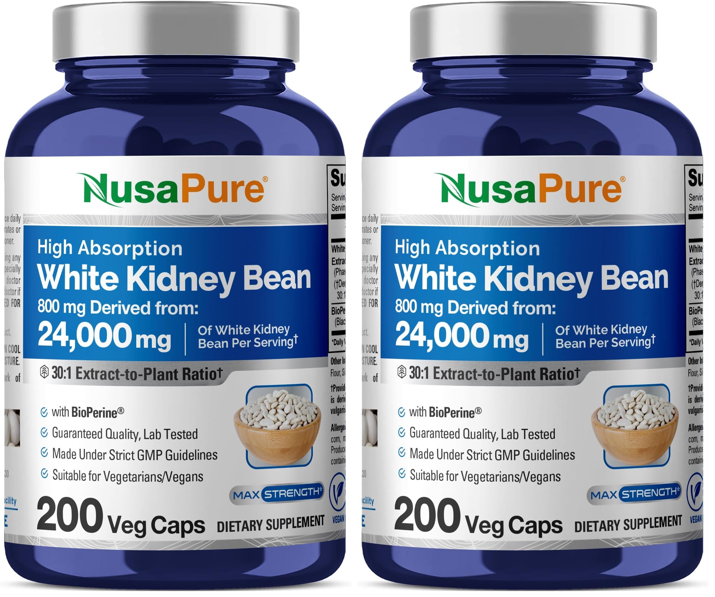 NusaPure bottle of White Kidney Beans extract with high absorption formula.
