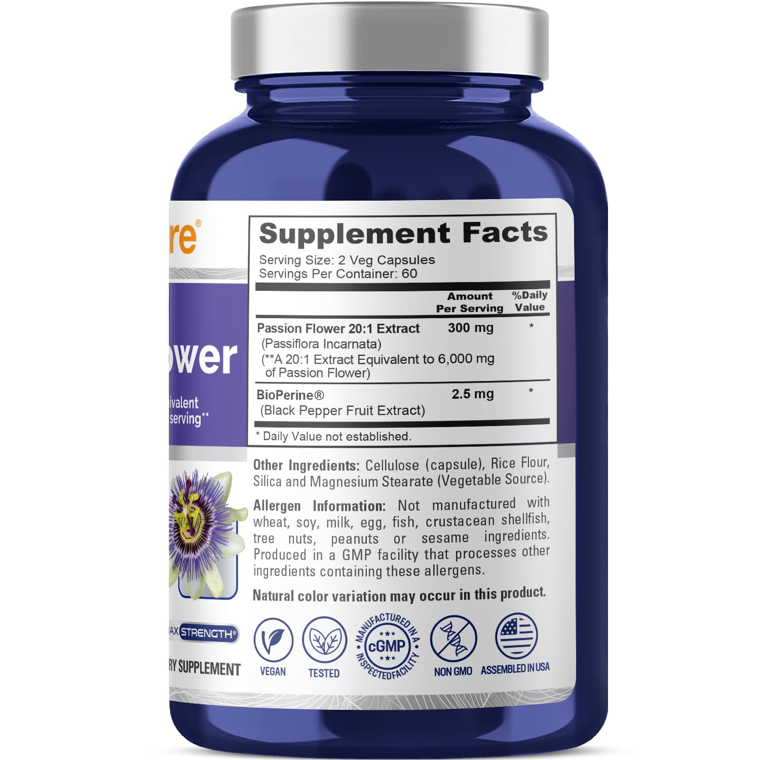 Close-up of Passion Flower extract capsules