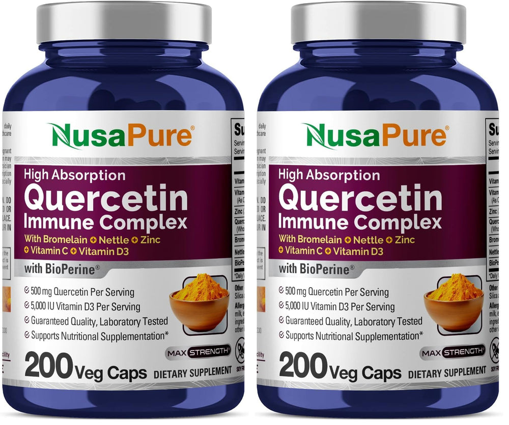 NusaPure Quercetin Complex with Bromelain, C and D3, nettle and zinc - 200 veggie caps per pack 2