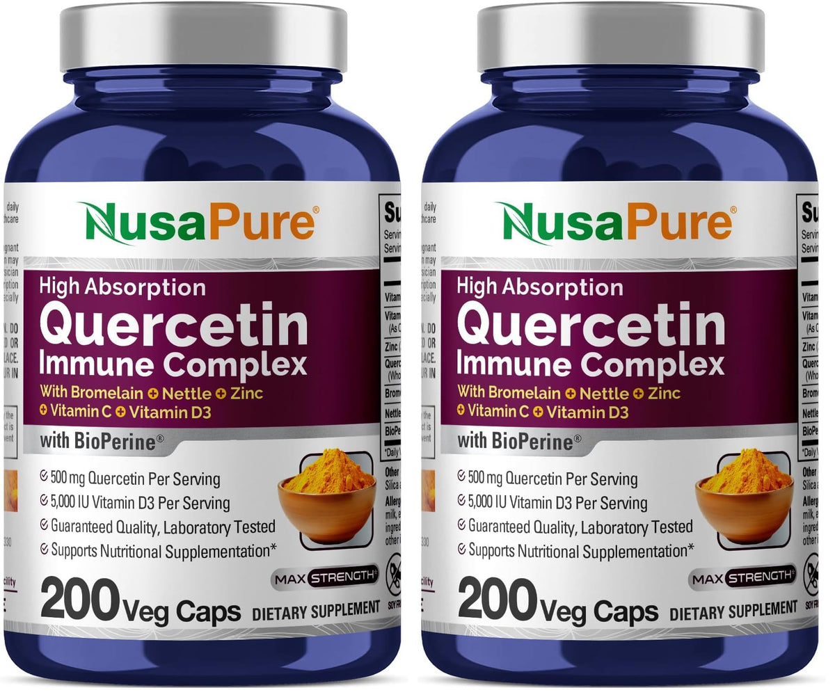 NusaPure Quercetin Complex with Bromelain, C and D3, nettle and zinc - 200 veggie caps per pack 2