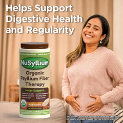 Digestive health concept with psyllium fiber