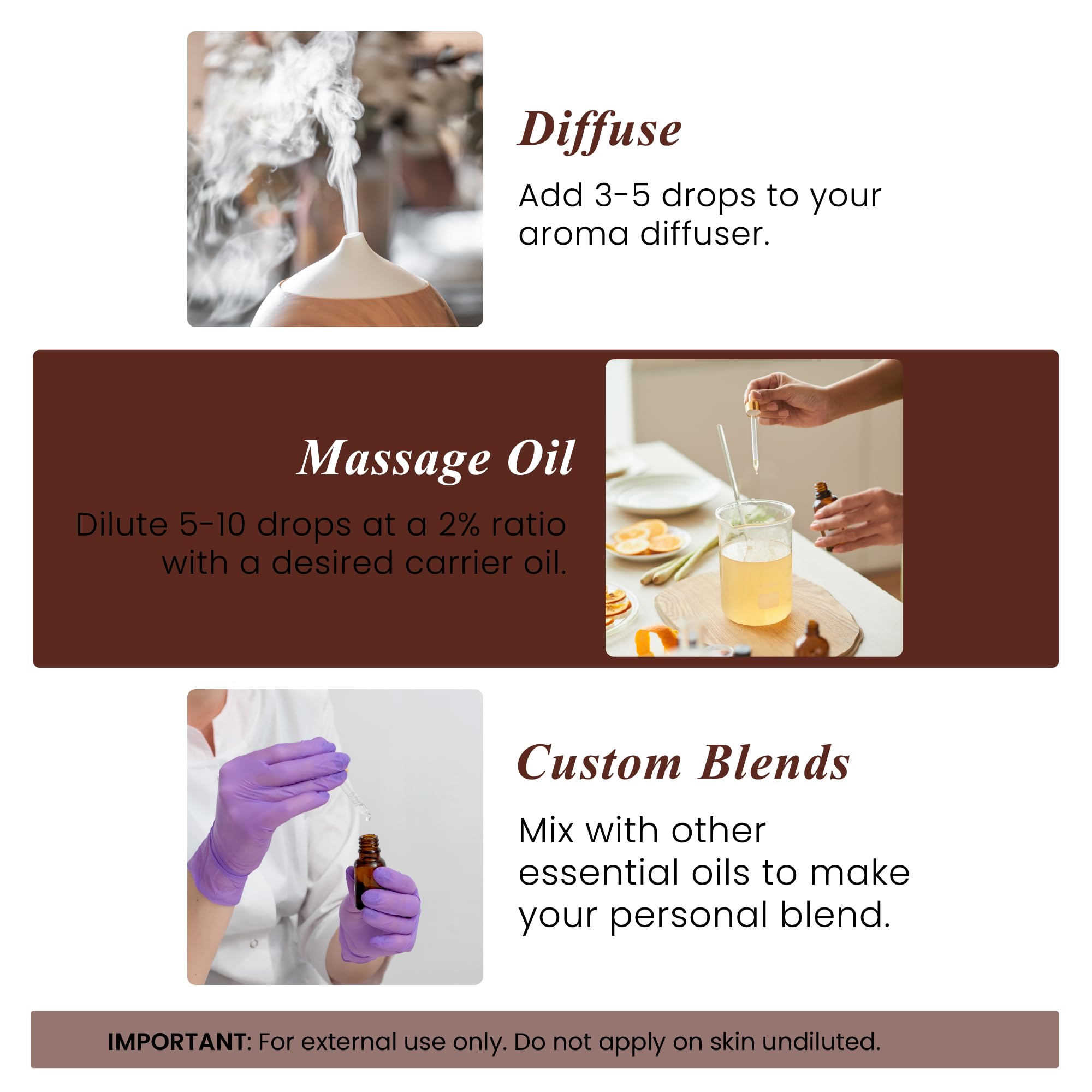 Nutmeg essential oil for massage