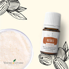 Young Living Nutmeg Vitality 5 ml dropper ready to flavor desserts.