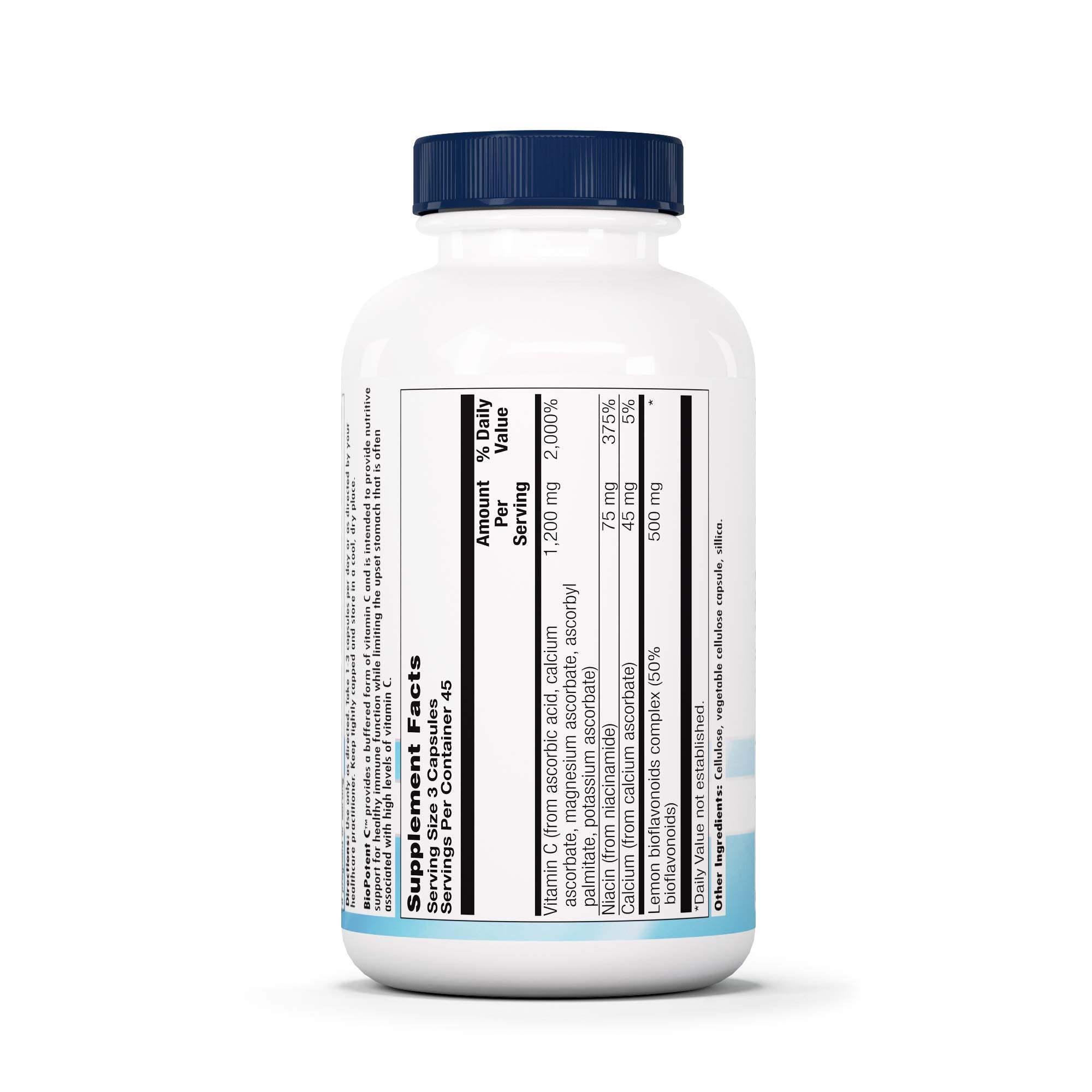 Ingredient panel showing citrus bioflavonoids and buffered vitamin C