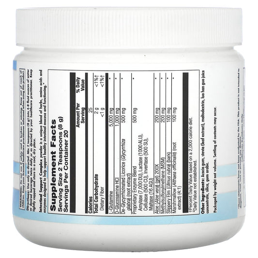 Ingredient blend of Nutra BioGenesis Intestinal Support Complex including L-glutamine, slippery elm, marshmallow, and licorice