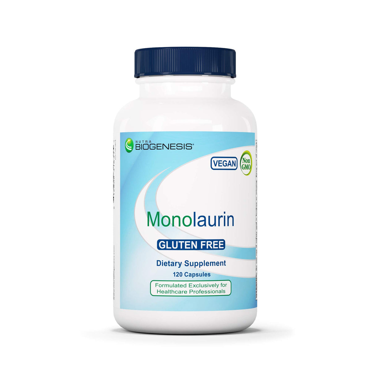 Nutra Biogenesis Monolaurin bottle with label showing 1000mg per serving
