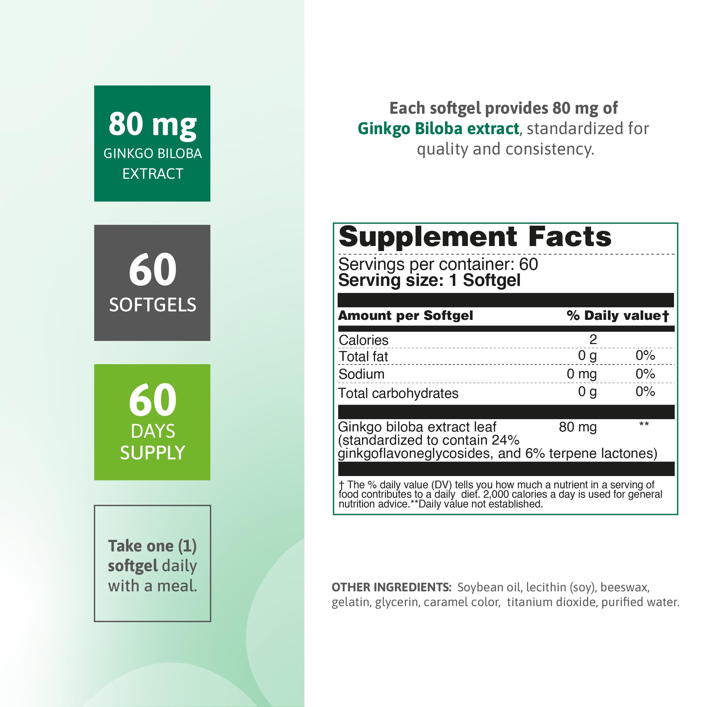 Ginkgo Biloba 80 mg capsules close-up