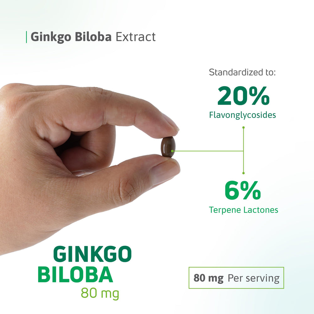 Non-GMO and gluten-free symbols on Nutra Nutrition Ginkgo Biloba 80 mg