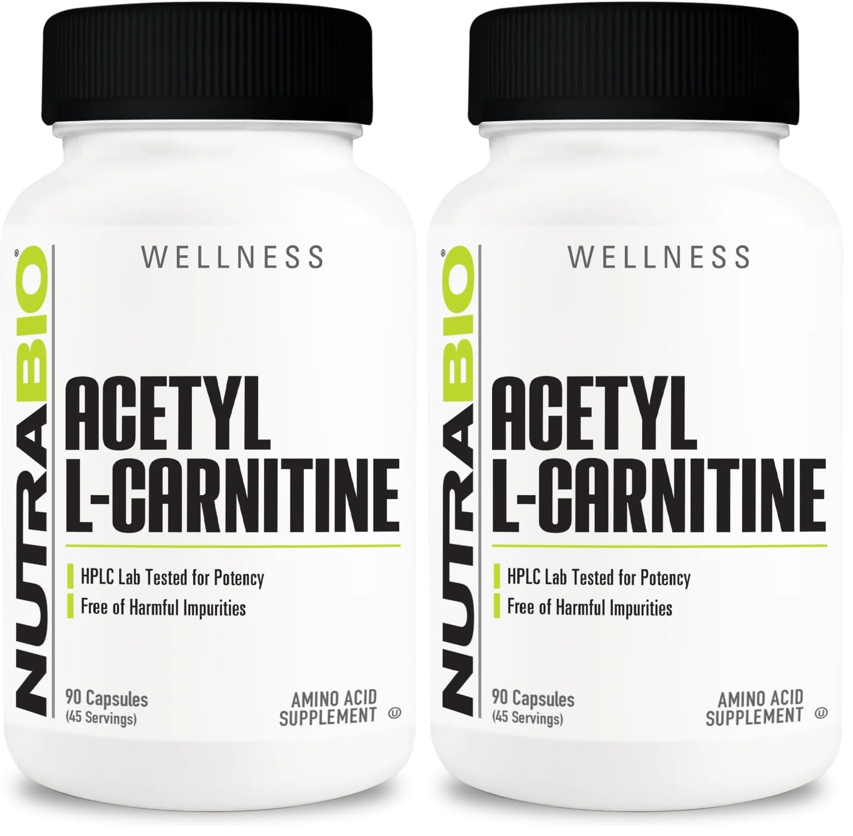 NutraBio Acetyl L-Carnitine 500mg bottle front view
